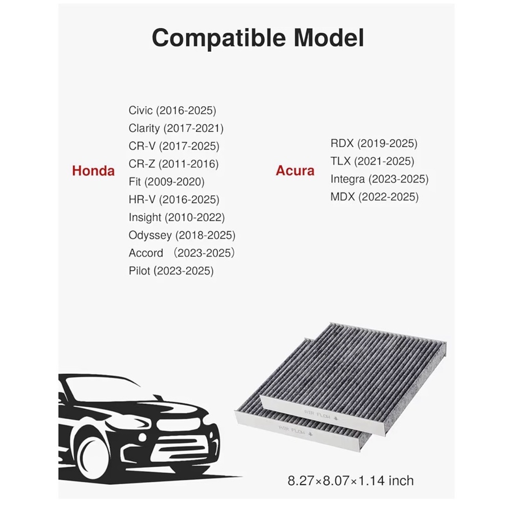 Puroma Cabin Air Filter with Activated Charcoal Layer - Model: HCF182 - Honda